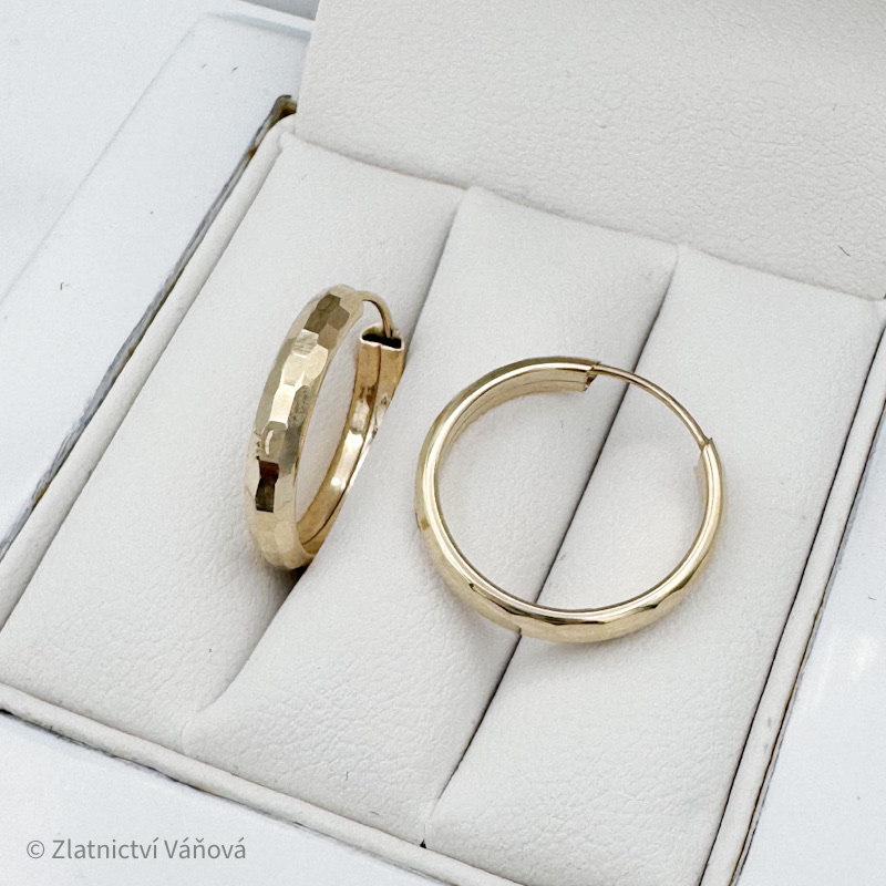 Žluté zlato náušnice kroužky 15,7mm